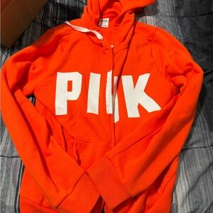 Medium orange zip up hoodie Vs Pink brand
